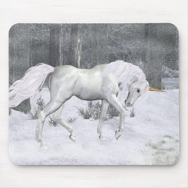 Tapis De Souris Unicorne d'hiver .. imaginaire art (Devant)