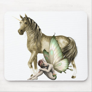 Tapis De Souris Unicorne d'or et mousepad de fée timide