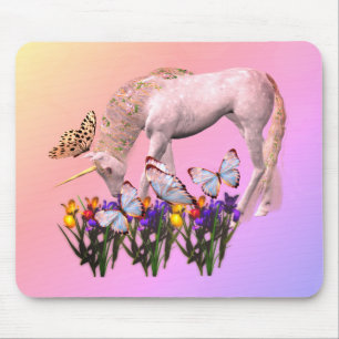 Tapis De Souris Unicorne Et Papillons Imaginaire Art