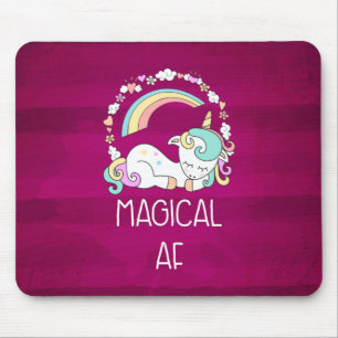 Tapis De Souris Unicorne humoristique magique AF sur Motif rouge f