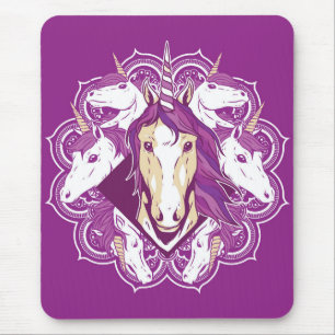 Tapis De Souris Unicorne pourpre Mandala