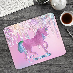 Tapis De Souris Unicorne rose arc-en-ciel mignon Parties scintilla