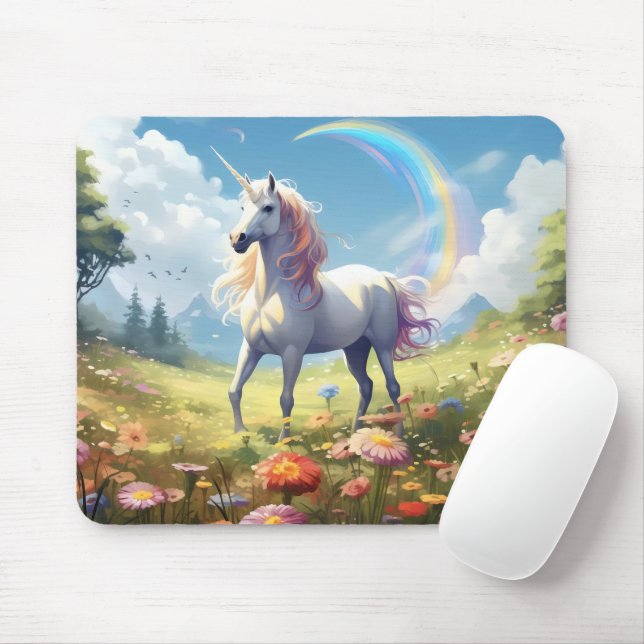 Tapis De Souris Unicorne sur Meadow (Avec souris)