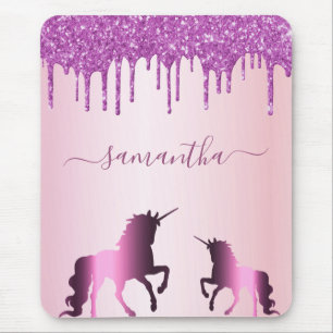 Tapis De Souris Unicorne violet nom rose pâle