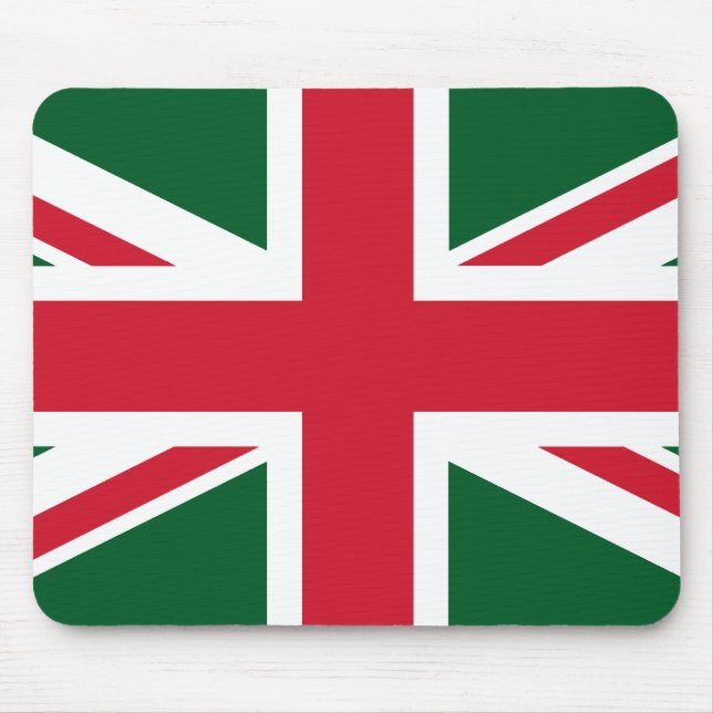 Tapis De Souris Union Jack de Noël ~ Rouge, Vert et Blanc (Devant)
