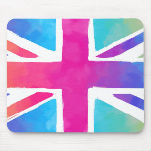 Tapis De Souris Union Jack Flag à Bright Watercolors