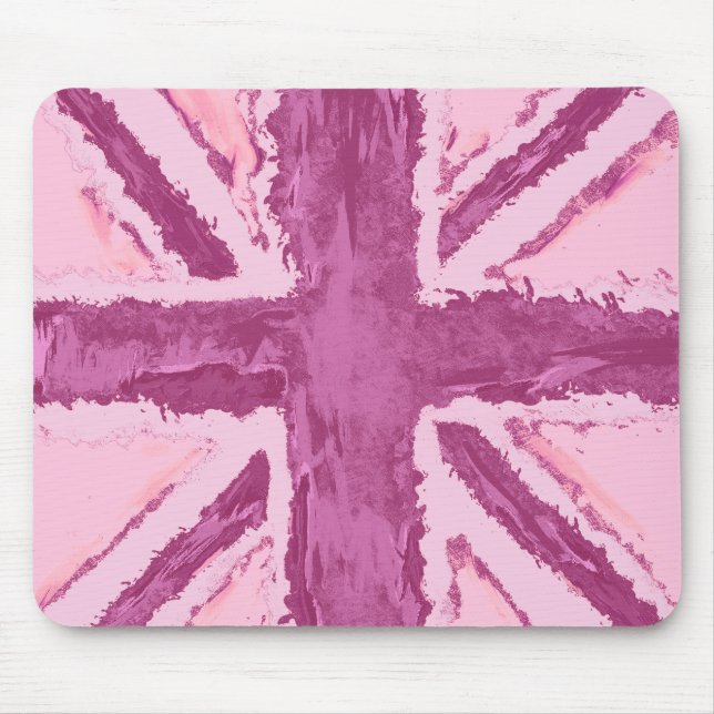 Tapis De Souris Union Jack Peint Royaume-Uni Art Plum (Devant)