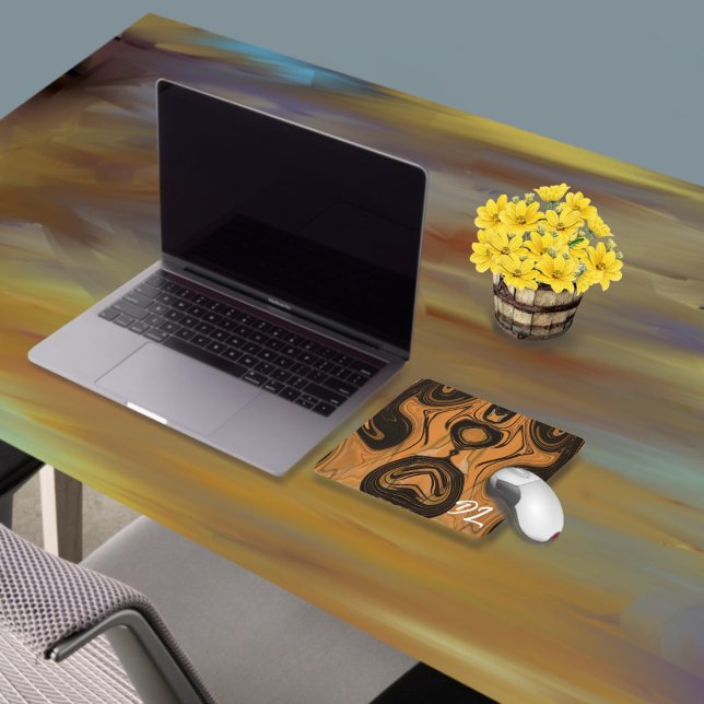 Tapis De Souris Unique Brown en marbre Abstrait Mousepad (Créateur téléchargé)