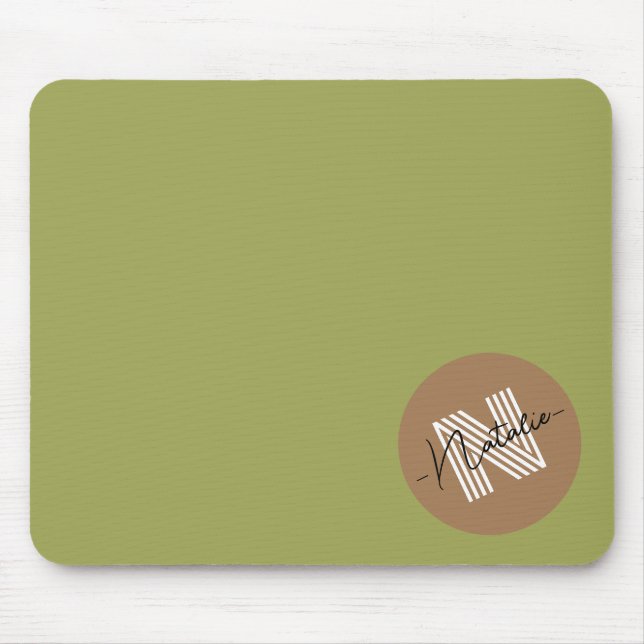 Tapis De Souris Unique design simple et élégant Monogramme vert ol (Devant)