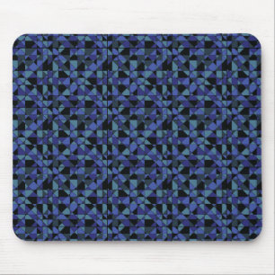 Tapis De Souris Unique Gras Hip Géométrique Bleu Cyan Gris Noir