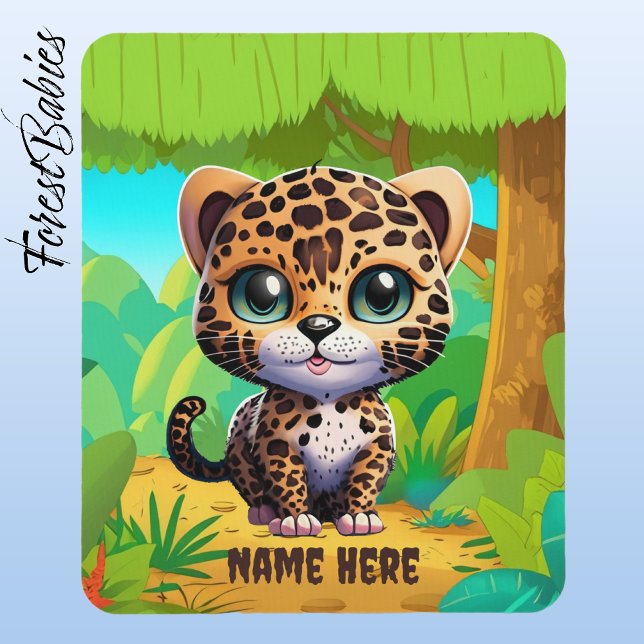 Tapis De Souris Unique Leopard Kitten Jungle Animaux sauvages (Leopard, Customizable ForestBabies Mouse Pad)
