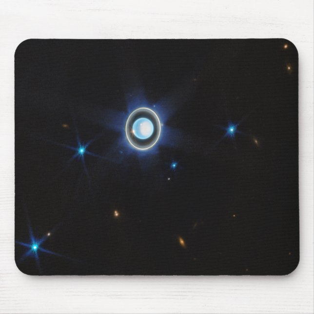 Tapis De Souris Uranus planétaire avec anneaux et lunes Image JWST (Devant)
