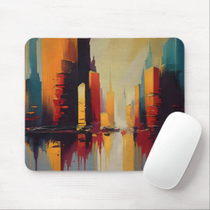 Tapis De Souris Urban Pulse – Ville Abstraite en Rythme Vertical