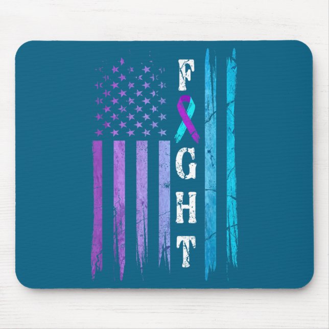 Tapis De Souris Us Flag Suicide Prevention Awareness Fight Wear Pu (Devant)
