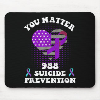 Tapis De Souris Us Flag You 988 Suicide Prevention Awareness Ribbo