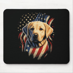 Tapis De Souris Usa 4 juillet Patriotique Jaune Amérique Labrador