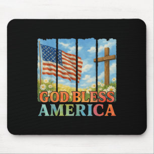Tapis De Souris Usa Drapeau Croix Florale Chrétienne Femmes Dieu B