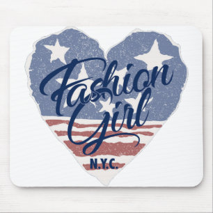 Tapis De Souris USA Fashion girl, usa coeur flag nyc
