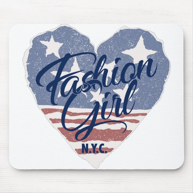 Tapis De Souris USA Fashion girl, usa coeur flag nyc (Devant)