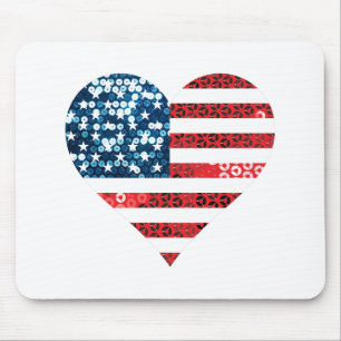 Tapis De Souris usa flag heart