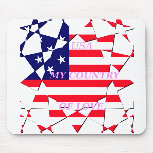 Tapis De Souris USA Star Spangled Love My Country of Love (Devant)
