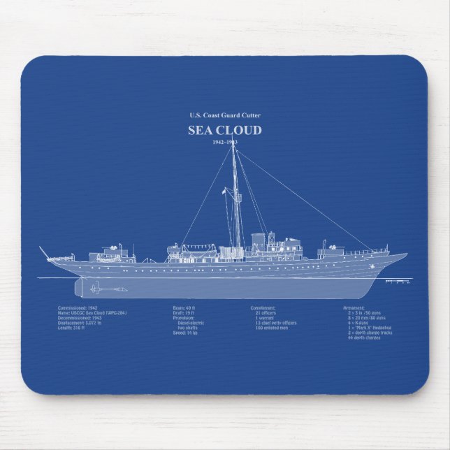 Tapis De Souris USCG Cutter Sea Cloud wpg-284 - ABD (Devant)