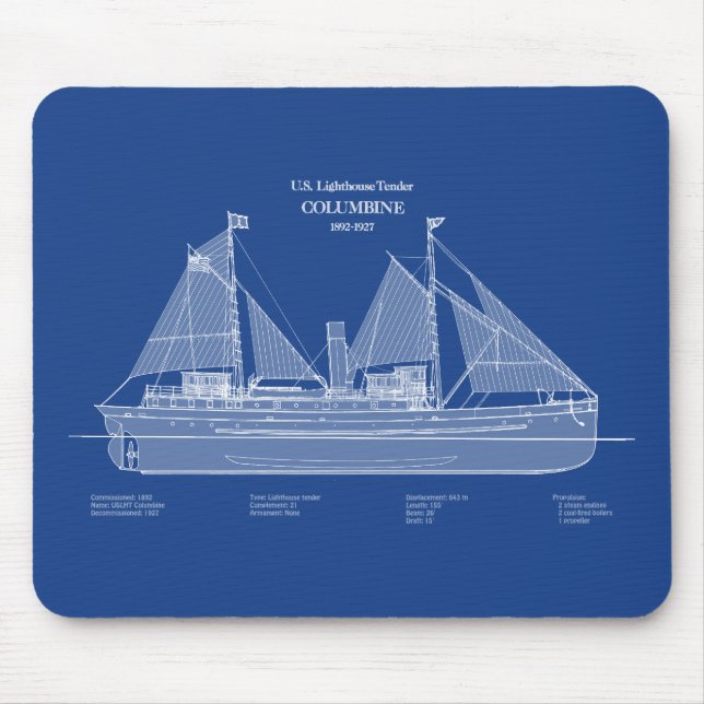 Tapis De Souris USCG Lighthouse Tender Columbine - ABD (Devant)