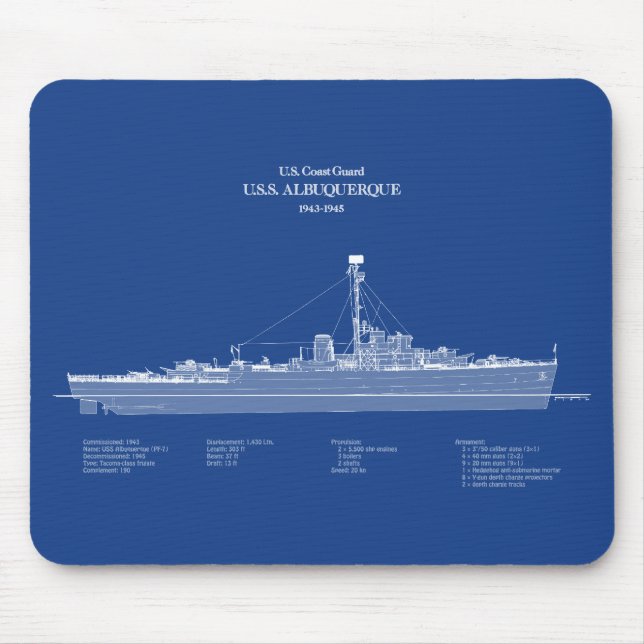 Tapis De Souris USCG USS Albuquerque PF-7 - ABD (Devant)
