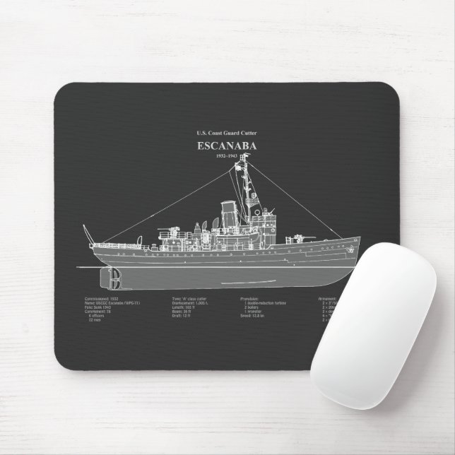 Tapis De Souris USCGC Escanaba wpc-77 - PD (Avec souris)