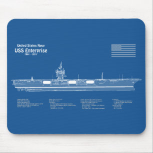 Tapis De Souris USS Enterprise - Plan de plan d'expédition ABD