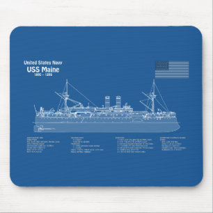 Tapis De Souris USS Maine - Plan de plan des navires ABD