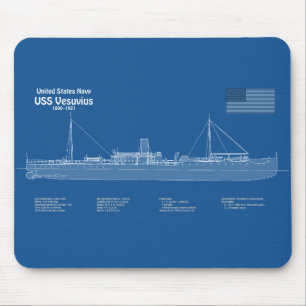 Tapis De Souris USS Vesuvius - Plan de plan d'expédition ABD