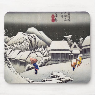 Tapis De Souris Utagawa Hiroshige - Neige du soir à Kanbara