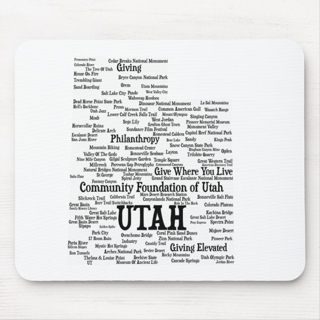 Tapis De Souris UTAH Word Cloud mousepad personnalisé - Texte noir (Devant)