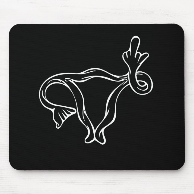 Tapis De Souris Uterus à doigt moyen Pro-choix (Devant)