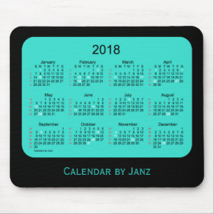 Tapis De Souris Vacances 2018 calendrier de turquoise de 52