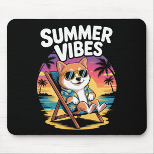 Tapis De Souris Vacances de chien de plage drôles d'été Shi Inu