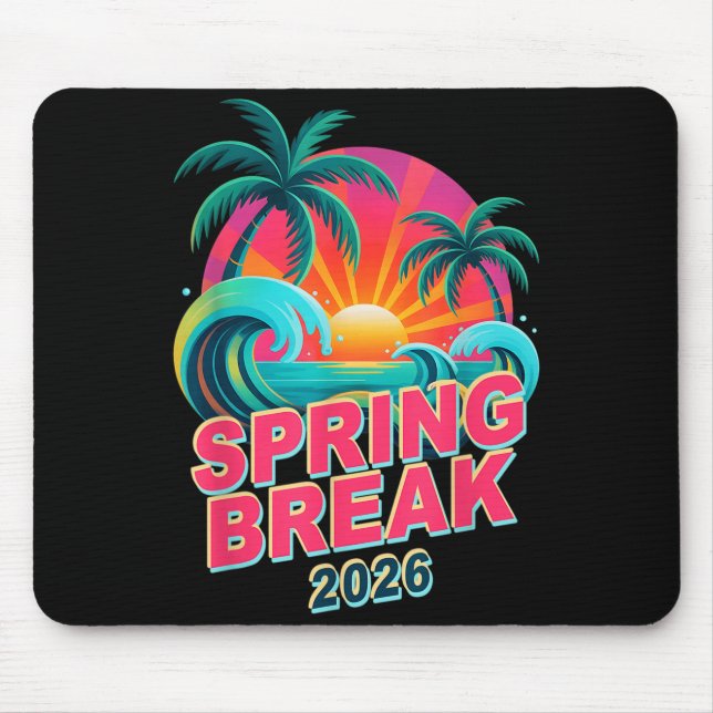 Tapis De Souris Vacances de printemps 2026 mignonnes Surf Beach (Devant)