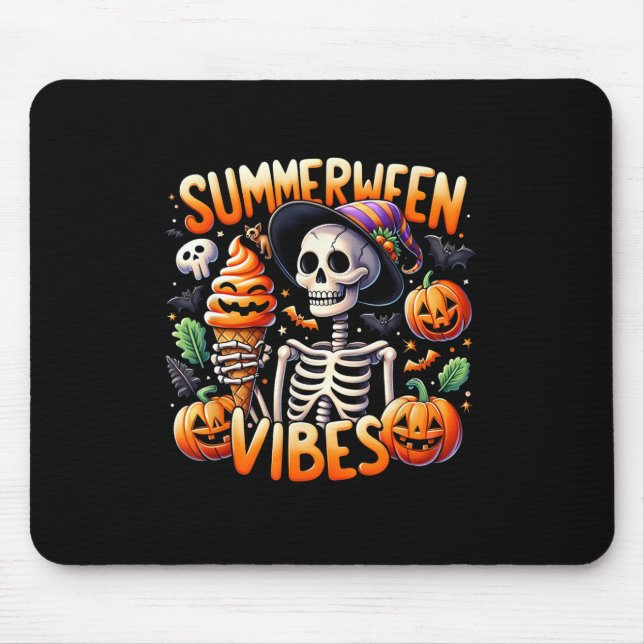 Tapis De Souris Vacances d'été Halloween Summerween Skeleton Ice (Devant)