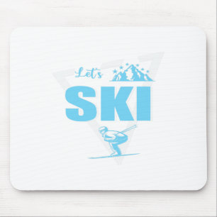 Tapis De Souris Vacances d'hiver de ski Pente de ski Texte de cont