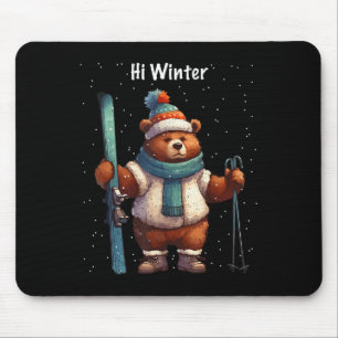 Tapis De Souris Vacances d'hiver Skieur Animal Noël Ski Skiing X