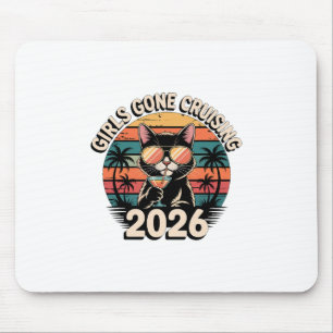 Tapis De Souris Vacances drôles de chat, filles en croisière 2026