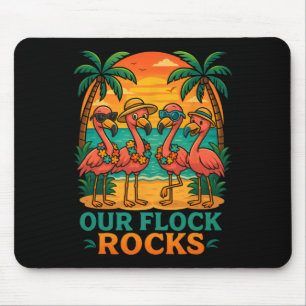 Tapis De Souris Vacances drôles de plage tropicale Flamant rose