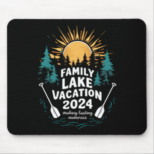 Tapis De Souris Vacances en famille au lac dans une cabine de camp