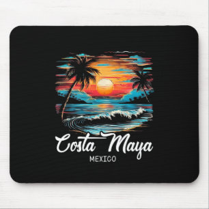 Tapis De Souris Vacances en famille Retro Sunset Mexique Costa May