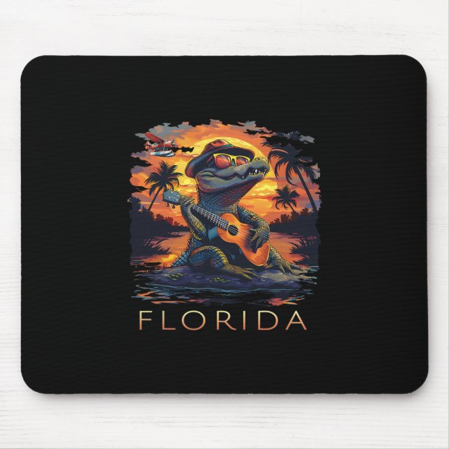 Tapis De Souris Vacances en Floride Alligator Mignon  (Devant)