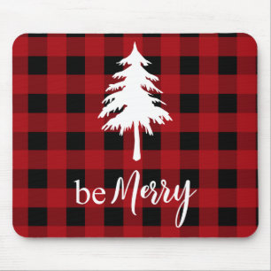 Tapis De Souris Vacances Red Black Buffalo Plaid Pine Tree