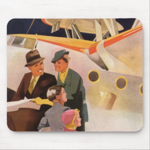 Tapis De Souris Vacances vintages en famille Via Seaplane avec hél