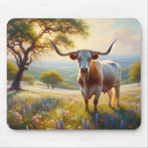 Tapis De Souris Vache à landes du printemps du Texas