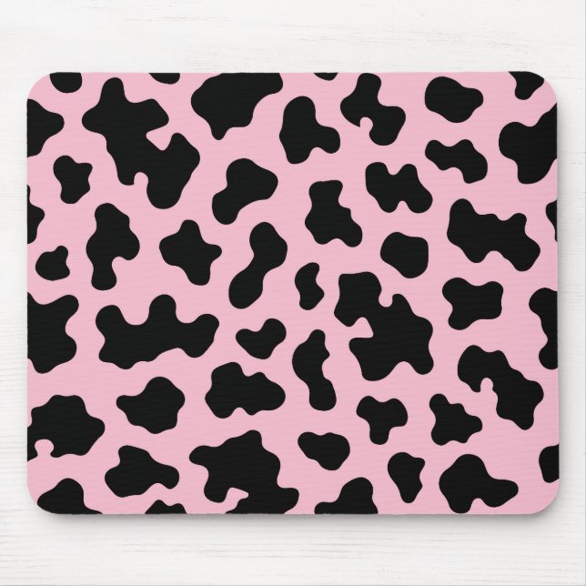 Tapis De Souris Vache blanche noire et rose Imprimer (Devant)